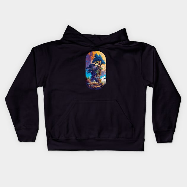 Psychedelic Giant Bonsai Tree Kids Hoodie by DavidLoblaw